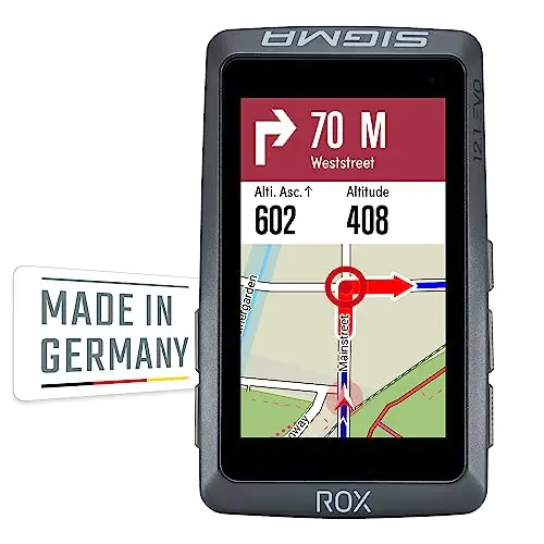 SIGMA Sport ROX 12.1 EVO Fahrradcomputer Kabellos 3" Display Made in Germany Fahrradcomputer GPS mit 150 Funktionen GLONASS & Bluetooth Fahrrad Navi Kompatibel mit Komoot & E-Bike Basic Set