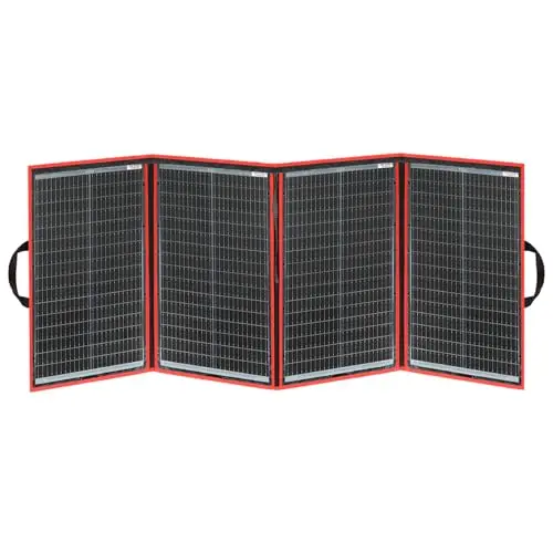 DOKIO Solarpanel Faltbar 200W 18V Kit Monokristalline mit Solar Ladegerät (LCD Anzeige + 2 USB Ausgang) und Kabel Für 12V Kfz Batterie, AGM, GEL, Säurebatterie, Generatoren plug and play