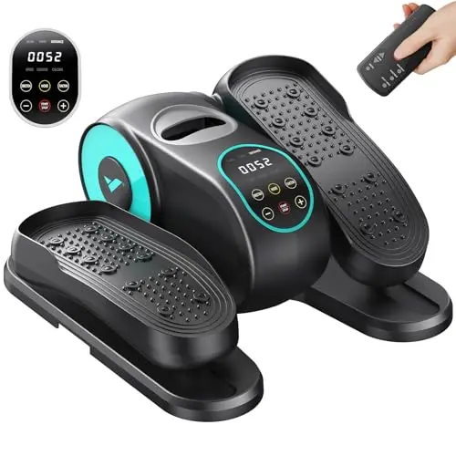 MERACH Untertisch Elektrischer Crosstrainer, Mini Ellipsentrainer für Zuhause mit gebogenem Großdisplay & Fernbedienung, 12 Geschwindigkeiten, Leiser & Tragbarer Pedaltrainer für Senioren & Erwachsene