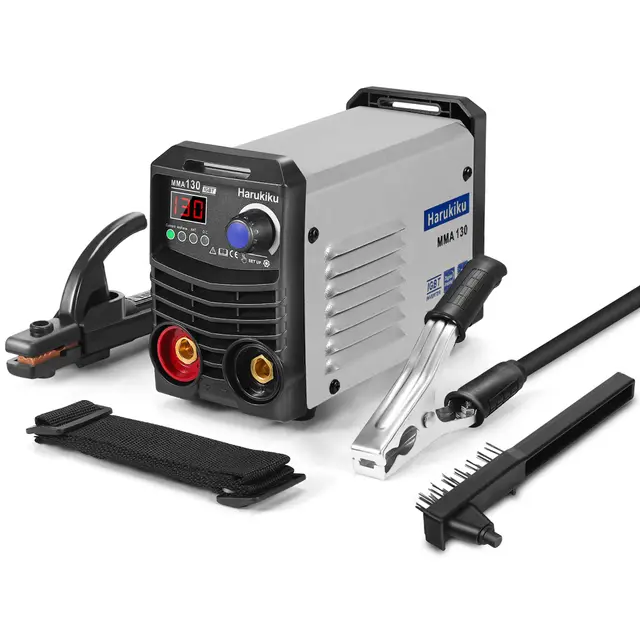 Elektroden-Schweißgerät MMA130 Digital - Mini-Inverter-Schweissgerät, kompakt, leicht, mit Anti-Stick-Funktion, 3+2m Kabel, 21,5 x 14 x 8,5 cm, für Heimwerker und DIY