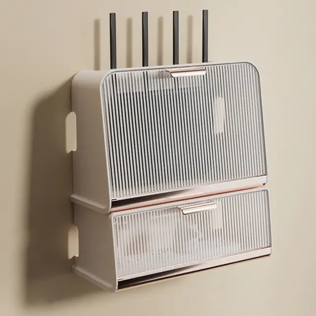 WiFi-Box-Versteck, Wandmontierte Router-Aufbewahrungsbox, Medien-Aufbewahrungsschrank, Kabelmanagement-Versteck-Organizer, Stabiles Dekor Mit Großer Kapazität(White,33.5cm/13.2in)