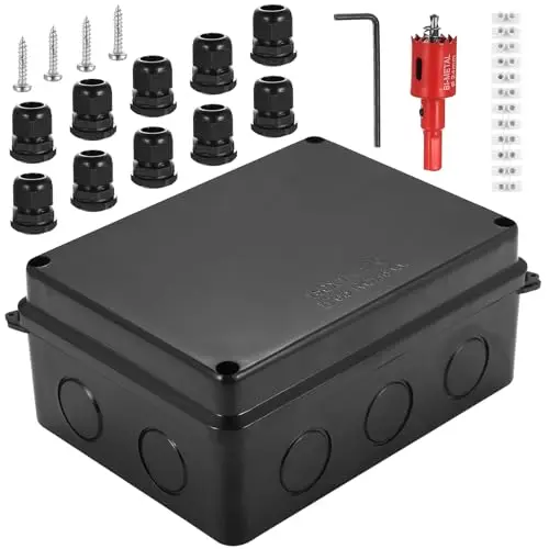 Abzweigdose Wasserdicht IP65 Schwarz, Verteilerkasten Außen Wasserdichte Verteilerdose Außen, Elektrische Elektrokasten Abzweigkasten Aufputz, Verbindungsdose Aussen Stromkabelboxen(Schwarz)