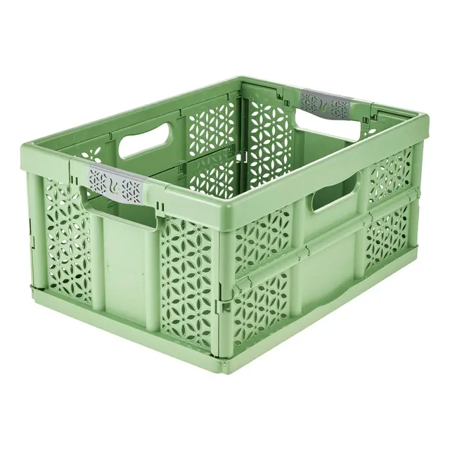 keeeper lea Stabile Profi-Klappbox mit Soft-Touch Griffen, 48,5 x 35 x 23,5 cm, 32 l, Eco Line, Grün (Eco Grass Green)
