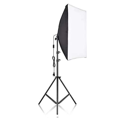 Andoer 50×70cm Softbox Set mit 2 m Lichtstativ, professionelle Fotografie E27-Sockel für Studioleuchten, Portraitfotografie und YouTube-Videos, Fotobeleuchtung