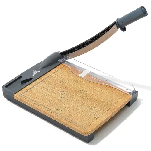 Holz-Guillotine-Papierschneider (Bis 80g A4, 16 Blatt Schneidleistung) Manuell Schneidemaschine, Papierschneidemaschine, Hebelschneider, Schere für Papier und Fotos, höchste Präzision