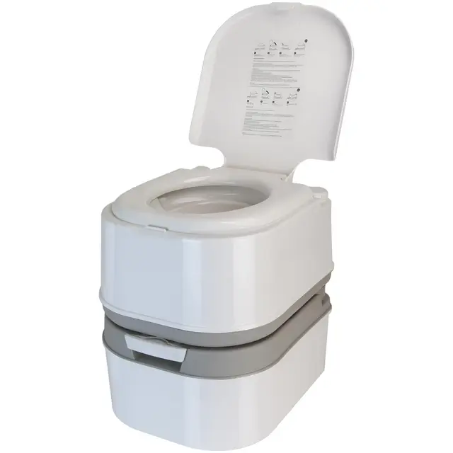 Montafox Mobile Campingtoilette 24l mit Kolbenpumpe und Toilettenpapierfach tragbares Reise WC