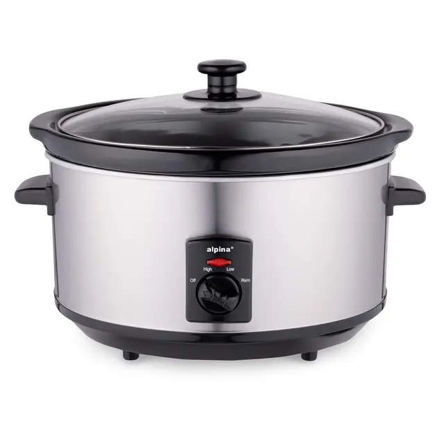Alpina Slow Cooker 3,5 L Schongarer Edelstahl Silber