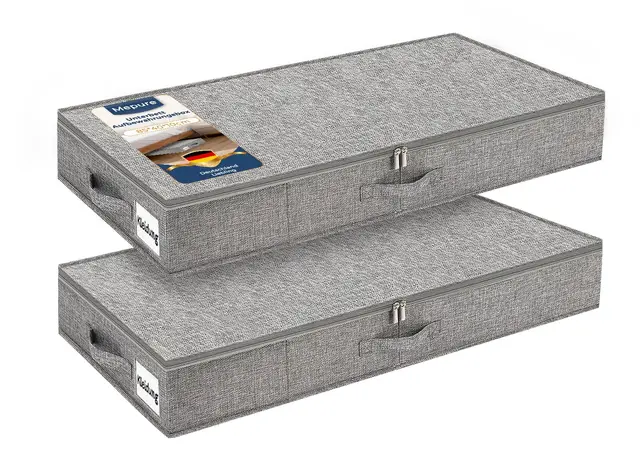 mepure Unterbett Aufbewahrungsbox 85×40×10 cm, 10cm hoch formstabile Unterbettbox mit Deckel und 3 Griffen, faltbare Unterbettkommode, Staubdichte Kleideraufbewahrung für Bettkasten und unter dem Bett