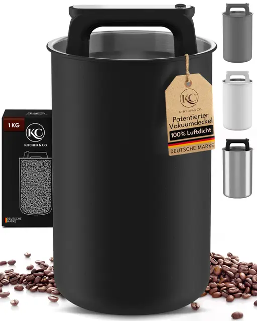 KC Kitchen & Co. Kaffeedose Edelstahl luftdicht Schwarz Matt 2800 ml