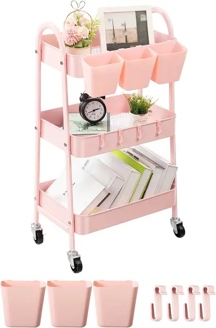 danpinera rollwagen 3 ebenen metall rosa