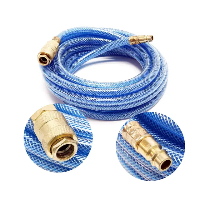 Wiltec PVC Druckluftschlauch 5 m bis max. 60 bar, Kompressorschlauch mit Schnellkupplung, Gewebeschlauch für alle gängigen Kompressoren, Luftschlauch
