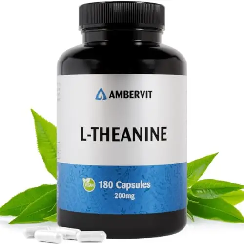 L Theanin 200mg – 180 Kapseln | Für Konzentration, Entspannung & Stressbalance | Vegan, Ohne Künstliche Zusatzstoffe | Flexible Dosierung | Bis zu 6 Monate Vorrat | Ambervit