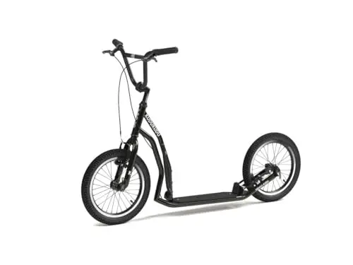 YEDOO Kudu Tretroller - Kickscooter für Erwachsene mit Luftreifen 16/16 und verstellbarem Lenker. Schwarz