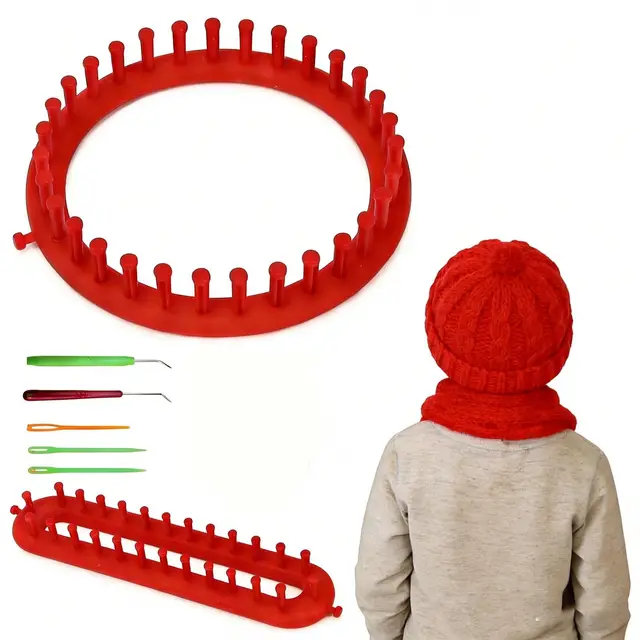 klehope strickring set 19 cm 26 cm rot
