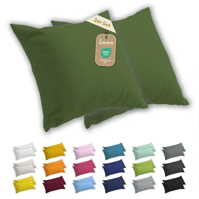 lavea kissenbezug 40x40 jersey olivgrün