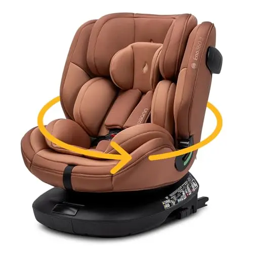 Osann Eno360 2 – 360 Grad drehbarer Kindersitz, i-Size Kinderautositz ab Geburt 0 – 12 Jahre, mitwachsender Reboarder mit Isofix (40-150 cm) – Caramel