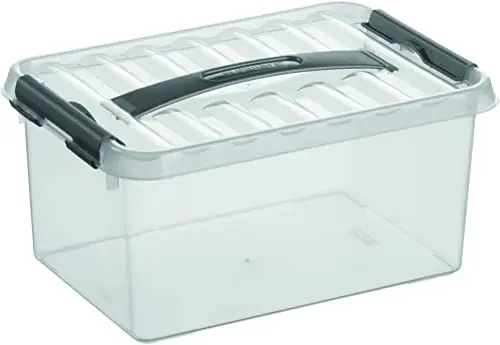 Helit by H6160102-Aufbewahrungsbox The q-line 6 Liter mit Deckel transparent 1 Stück sunware Box 6l H6160102 mit Griff durchsichtig 200x300x140 mm | Transparente Ordnungsbox mit Deckel zur übersichtlichen Aufbewahrung