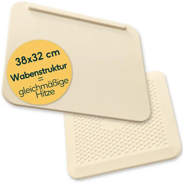 SILBERTHAL Pizzastein für Backofen & Gasgrill unglasiert 38 x 32 cm Eckig - Naturstein aus Cordierit - Steinplatte bis zu 900° C