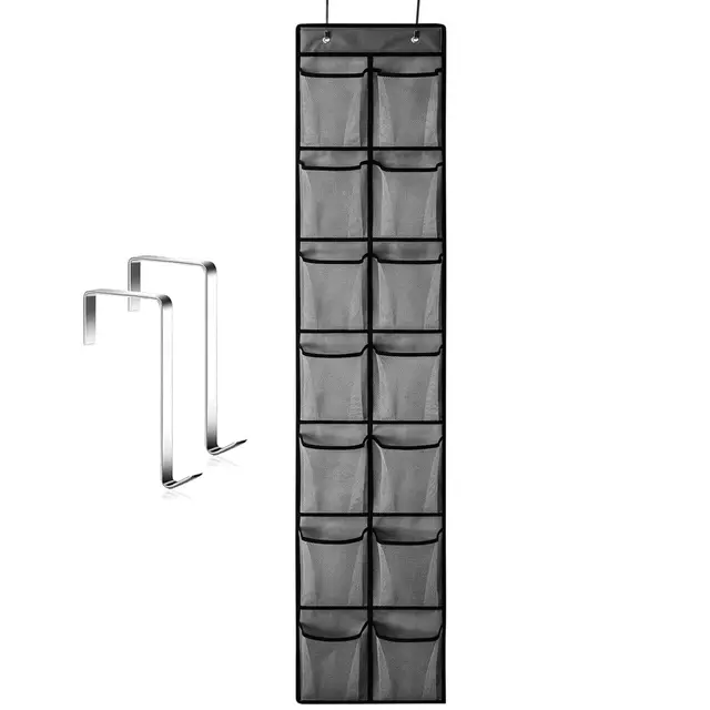 Organizer über der Tür für Schuhe, 14 Große Taschen Schuhregal Tür Hängend mit 2 Haken, Schuhaufbewahrung Hängend Platzsparend, Schuh Organizer für Schrank, Schlafzimmer, Badezimmer