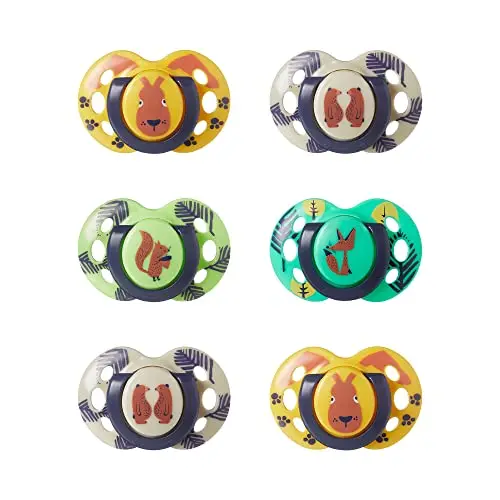 Tommee Tippee Fun Style Beruhigungssauger, Symmetrische Kiefergerechte Form, BPA-freies Silikon, 18-36M, 6er-Set, Gelb