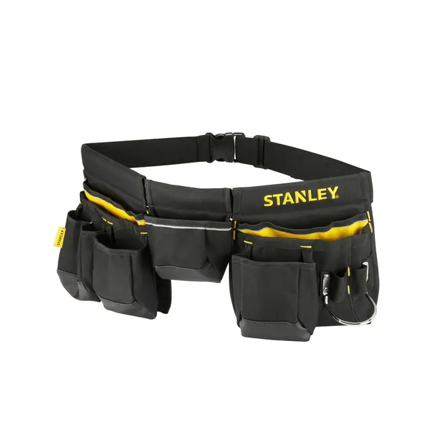 Stanley Werkzeuggürtel verstellbar mit Nageltaschen, Bandmaßtasche, Hammerhalter und zahlreichen Befestigungsmöglichkeiten ohne Werkzeug, 1-96-178