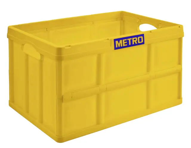 METRO Professional Klappbox ohne Deckel 46 Liter, 53 x 36 x 29.5 cm, Transportbox, Gelb, Polypropylene, Transportbox, max. 40 kg, Gelb | Faltbar | lebensmittelecht | recycelbar