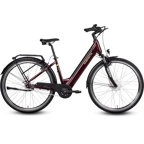 SAXONETTE E Bike mit Rücktrittbremse und nabenschaltung, Ebike Damen 28 Zoll mit 36V 13Ah BMS Akku, 7 Gang Elektro Fahrrad Erwachsene mit Federgabel, Pedelec mit Gepäckträger für Damen und Herren