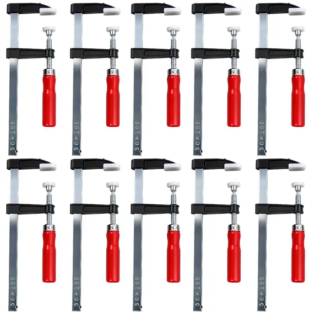 Schraubzwingen-Set, 10er-Pack F-Klemme 300 mm/200 mm/150 mm, Spanneinteilung 50 mm, Gusseisen, für Holzbearbeitung DIY Handwerkzeug, 200 mm