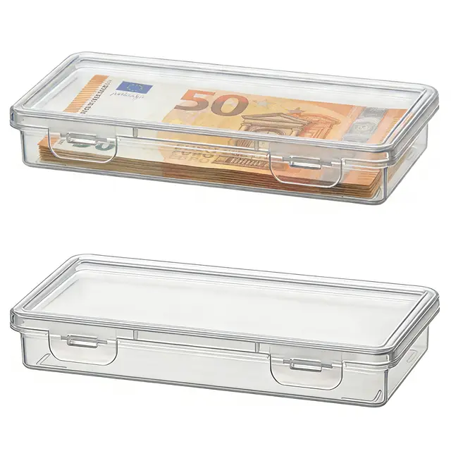 2 Pcs Geldaufbewahrung Geldkassette Cash Box Transparente Aufbewahrungsbox Organizer Papiergeldhalter Durchsichtiger Geldschein Spardose Geldbox Banknoten Münzen Gedenkmünzen (A)