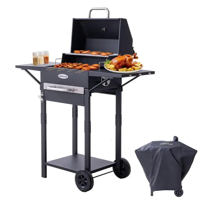 homavo holzkohlegrill 2-in-1