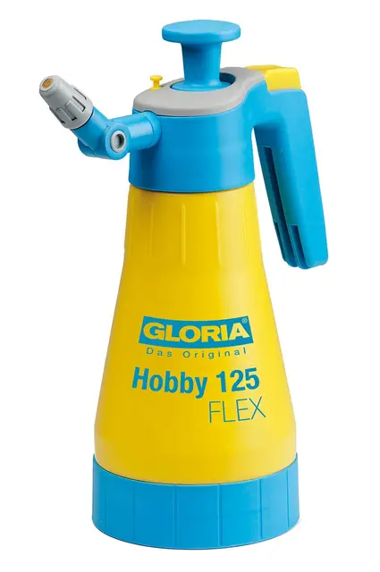 GLORIA Drucksprüher Hobby 125 Flex | 1,25 L Sprühflasche für Pflanzenpflege auf Balkon & Garten | Handsprüher mit 360°-Sprühfunktion & Flexibler Düse | 3 bar
