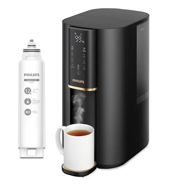 Philips Water Umkehrosmose-Wasserstation ADD6901HBK01/10 Eliminiert bis zu 110 Substanzen, sofortige Erwärmung, 1 Jahr Filterlebensdauer