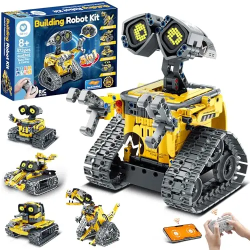 Sillbird Roboter Kinder für Jungen, 5-in-1 Roboter mit App-Fernsteuerung, Dinosaurier/Stunt-Auto Programmierbares Bauspielzeug, Kreative Geschenke für Jungen und Mädchen ab 8+ Jahren