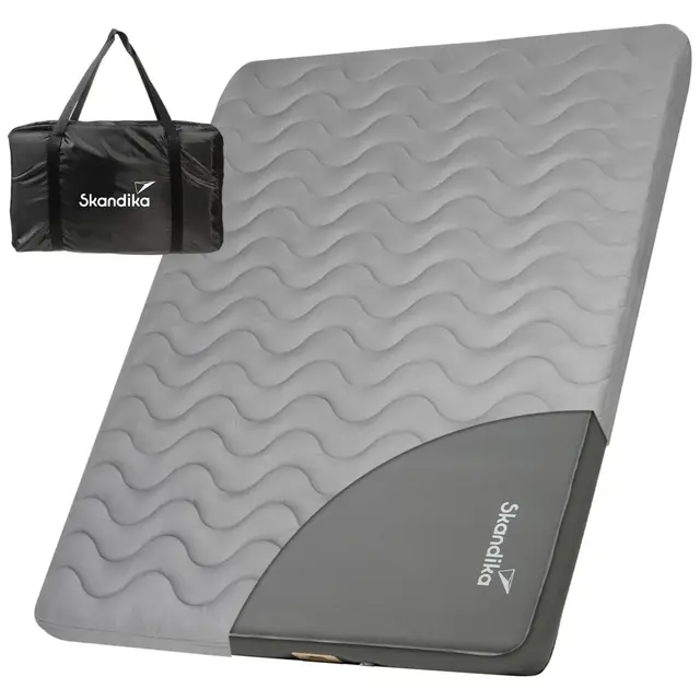 Skandika Doppel-Isomatte Easy 3D Premium Flex Bundle | Luftmatratze mit Bezug für 2 Personen, 200 x 150 x 12 cm, USB-C Pumpe, Schaumstoff, Softtouch, belastbar bis 300 kg | Outdoor, Camping, Luftbett