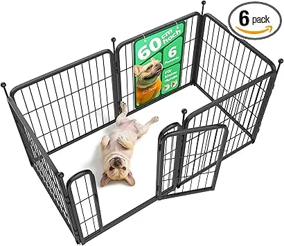 fxw Hundeauslauf für Innenbereich, Garten, Wohnmobil Camping, 60cm,6 Paneele für Kleine Hunde,Schwarz │ Patentiert