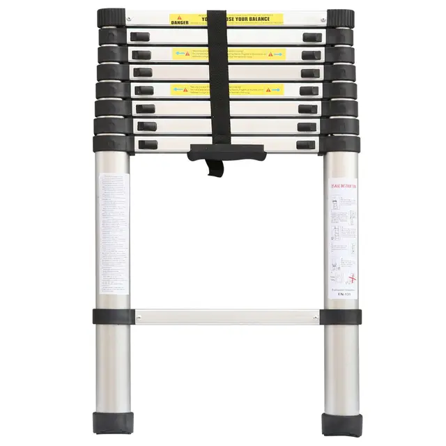 Teleskopleiter Ausziehbar aus Aluminium – 2m / 200cm Klappbare Anlegeleiter, rutschfeste Teleskop Leiter, Belastbar & Platzsparend, Höhenverstellbare Leiter für Haushalt & Baustelle 150kg