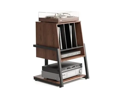 FITUEYES DESIGN Plattenspieler Tisch Hifi Rack Für Plattenspieler Schallplatten Kompaktanlage Plattenspieler Regal Modern elegant Eiffel Serie