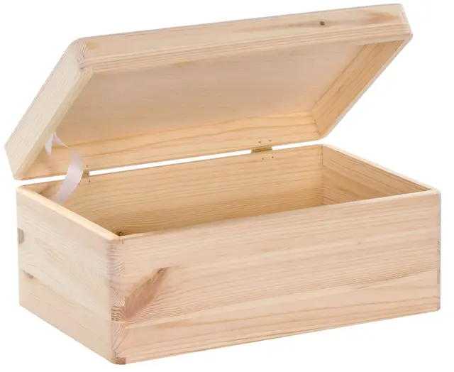 LAUBLUST Holzkiste mit Deckel - 30x20x14cm, Natur, FSC® - Allzweckkiste ohne Griffe - Aufbewahrungsbox | Erinnerungskiste | Bastel- & Geschenkbox