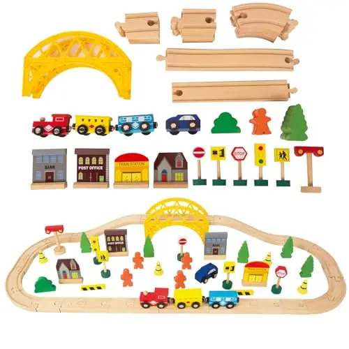 woodenfun 60pcs holzeisenbahn