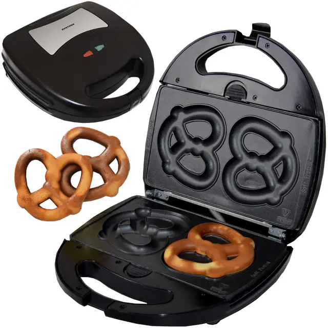 Syntrox Germany Bretzel Maker Chefmaker SM-1300W Soft Pretzel mit herausnehmbaren Backplatten