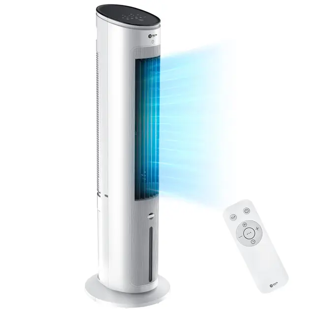 Balter 5-in-1 Ventilator mit Wasserkühlung - Luftkühler & Luftreiniger, Luftbefeuchter - Turmventilator mit Wasserkühlung Timer - leise - 5 L Wassertank