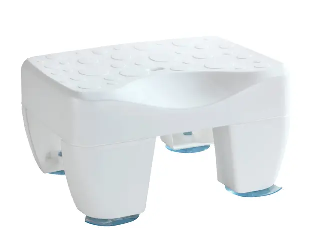 WENKO Badewannenhocker Mod. Secura rutschsicherer Sitz aus robustem Kunststoff max. Belastbarkeit 150 kg mit Wasserablauf 40 x 21 x 31 cm Weiß