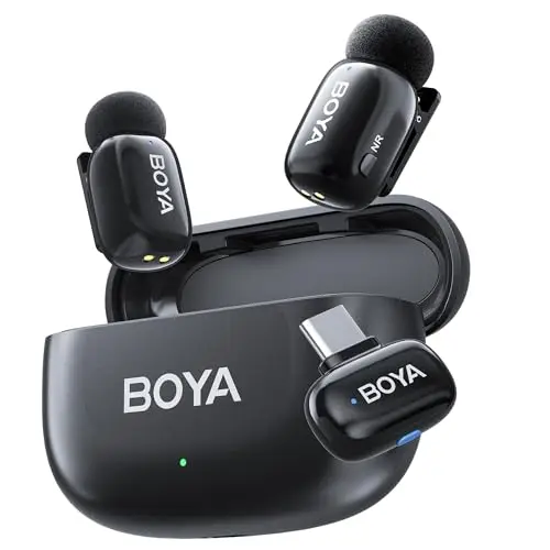BOYA Mini 2 Mikrofon Handy, Wireless Lavalier Mikrofon für iPhone15/16/17 & Android USB-C, Ansteckmikrofone mit 48kHz/24Bit, App-Steuerung für Vlogging, TikTok Content Creator