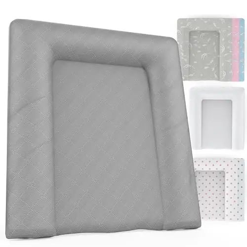 Baby'ness Wasserfest Wickelauflage - 75x85 cm - Hochwertig, Abwischbar, Leicht zu Reinigende - Erweitern Sie Ihren Wickelbereich mit Wickelunterlagen - Gesteppt Grau