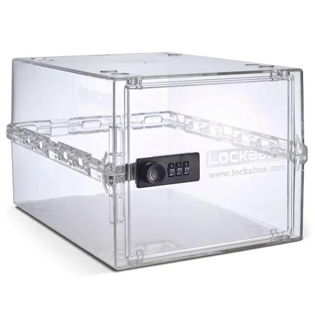 Lockabox One™ | Premium abschließbare Aufbewahrungsbox | Mittelgroße Box mit Zahlenschloss für Lebensmittel, Medikamente & Sicherheit im Haushalt | Außenmaße 31 x 21 x 17 cm (Kristall)