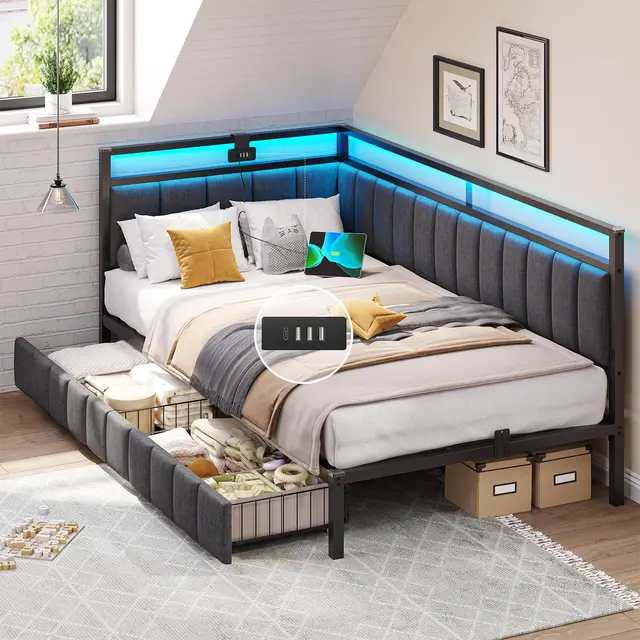 dictac polsterbett 90x200 mit led und