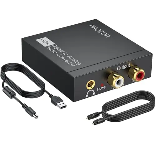 PROZOR DAC Konverter Toslink/Koaxial zu RCA 192 kHz