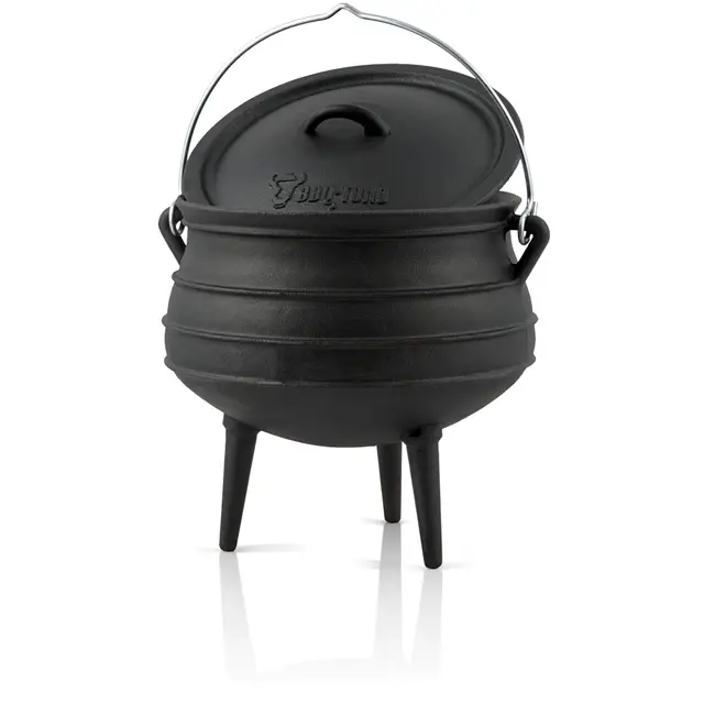 BBQ-Toro Potjie | Gusseisen Hexenkessel Potjie #3, ca. 8 Liter | Guss Kochtopf mit Füßen | Südafrikanischer Dutch Oven | Kochtopf für offenes Feuer, Gusseisen Schmortopf mit Deckel | Fleischtopf