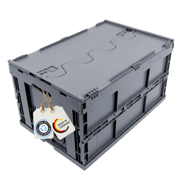 DieKlappbox Klappbox 60L mit Deckel Grau
