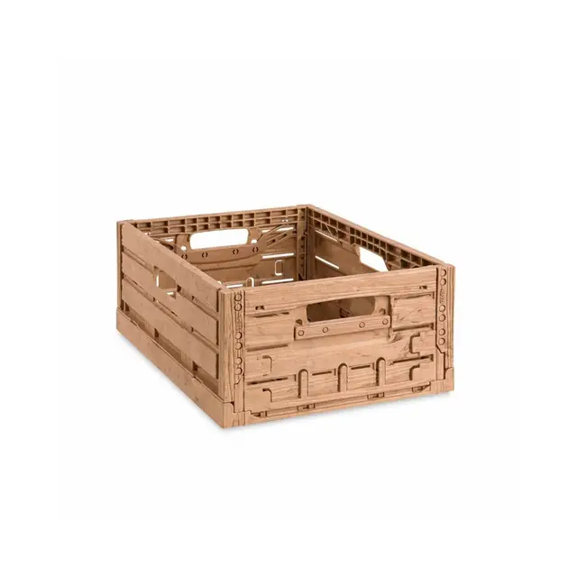 PROREGAL Klappbox Active Lock Holzdekor | HxBxT 16,5x30x40cm |Braun | 22,6 Liter | Kiste, Faltbox, Transportkiste, Obstkiste, Gemüsekiste